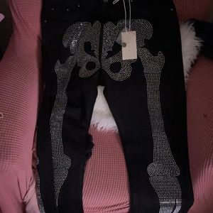 Brand new skeleton denim pants mnml La